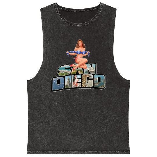 San Diego Pin Up Mineral Wash Tank Tops