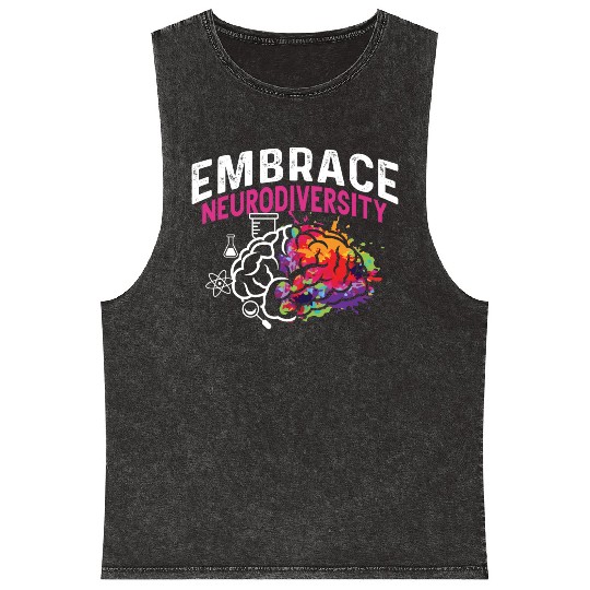 Embrace Neurodiversity Psychiatrist Gift Mineral Wash Tank Tops