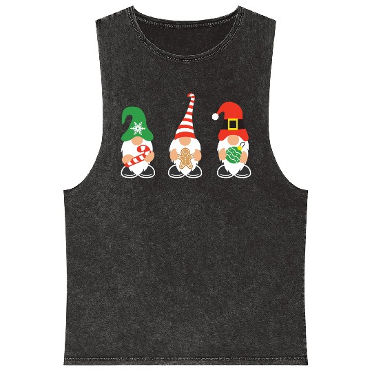 Christmas Gnomes with candy cane, gift Mineral Wash Tank Tops