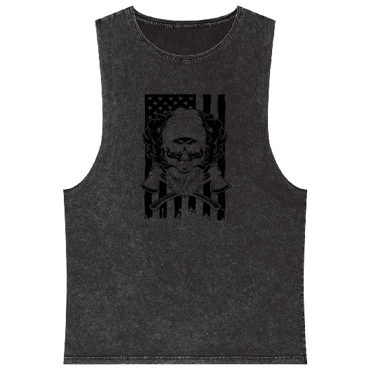Humorous Flag-Waving Banner Chauvinism Fascism Mineral Wash Tank Tops