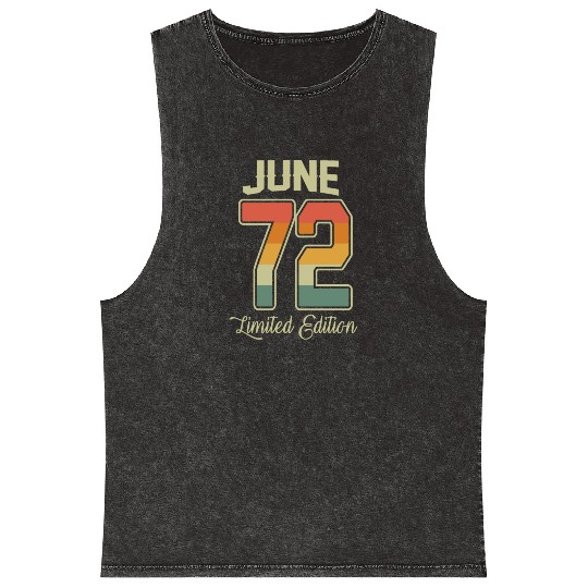Vintage 50th Birthday June 1972 Sports Gift Mineral Wash Tank Tops