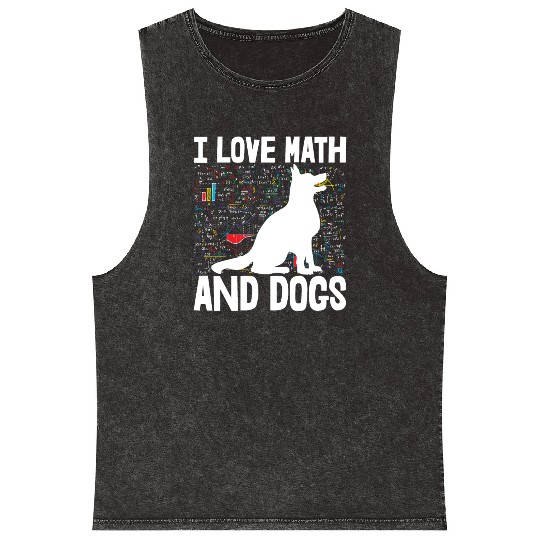 I Love Math & Dogs Mineral Wash Tank Tops