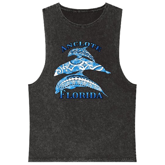 Anclote Florida Vacation Tribal Dolphins Mineral Wash Tank Tops