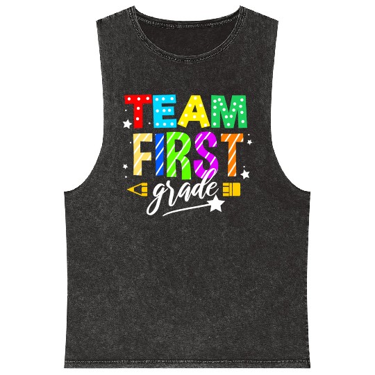 Team First Grade For Elementary Teacher Mineral Wash Tank Tops