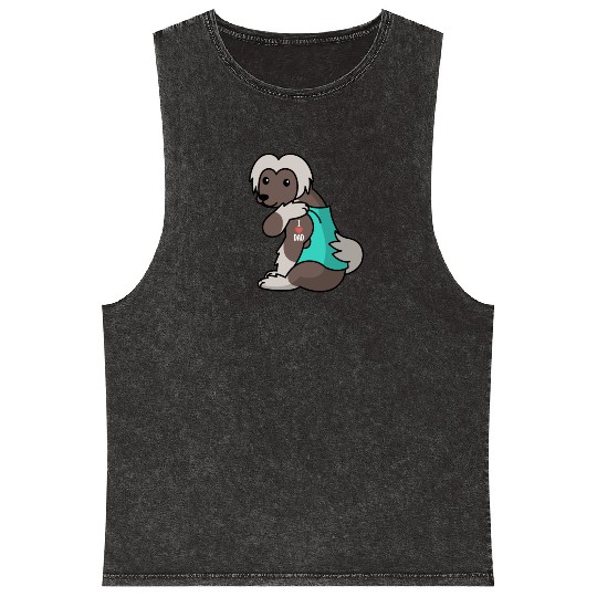 I Love Dad Chinese Crested Mineral Wash Tank Tops
