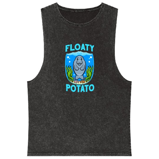 Manatees Sea Cow Floaty Potato Manatee Mineral Wash Tank Tops
