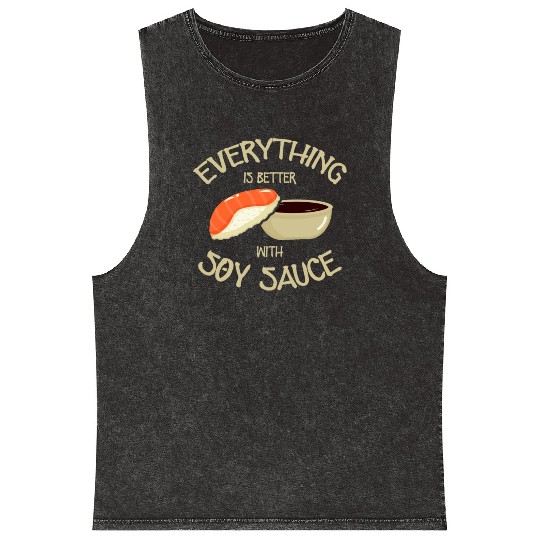 Everything Is Better Sushi Lover Japan Japanese Mineral Wash Tank Tops