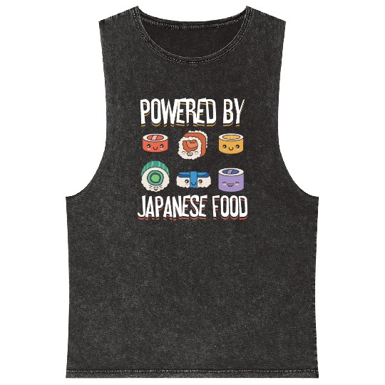 Powered By Japanese Food Sushi Lover Japan Mineral Wash Tank Tops