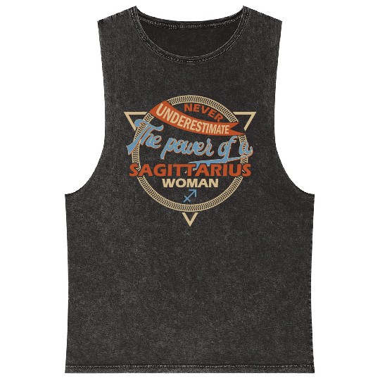 Never Underestimate A Sagittarius Woman Mineral Wash Tank Tops