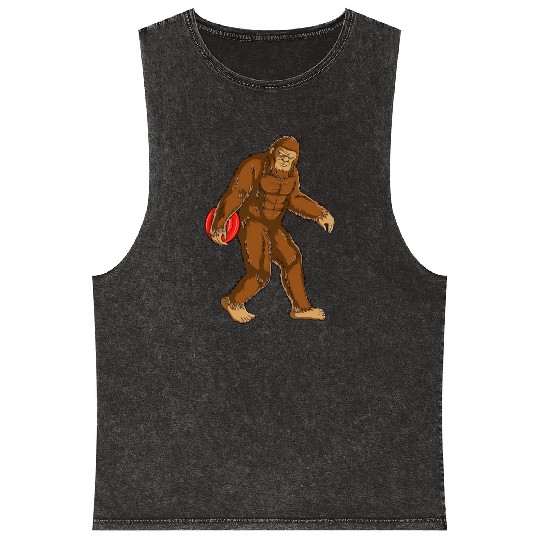 Funny Bigfoot Sasquatch Disc Golf Player Gift Mineral Wash Tank Tops
