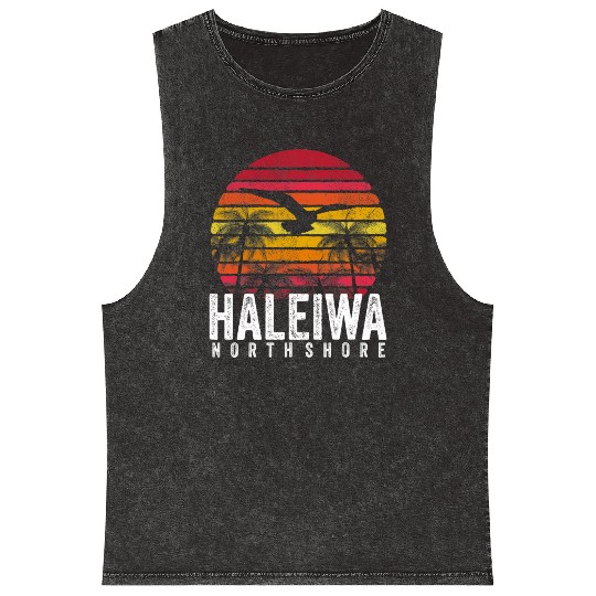 Haleiwa Hawaii HI North Shore Sunset Surf Surfing Mineral Wash Tank Tops