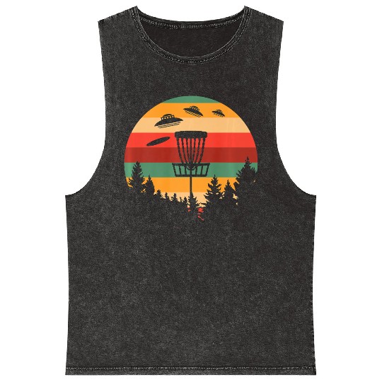 Funny Disc Golf UFO Player Coach Retro Mineral Wash Tank Tops