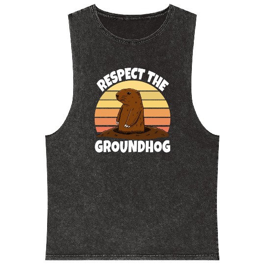 Respect The Groundhog Mineral Wash Tank Tops
