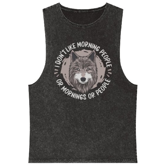 Wolf Wolves Mineral Wash Tank Tops