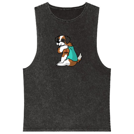 Saint Bernard I Love Grandma Mineral Wash Tank Tops