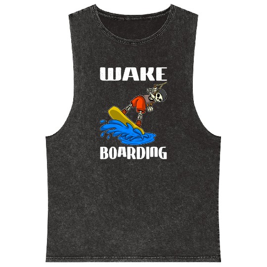 Wakeboarder Skeleton On The Wakeboarding Mineral Wash Tank Tops