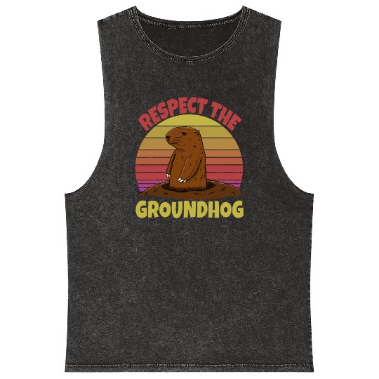 Respect The Groundhog Mineral Wash Tank Tops