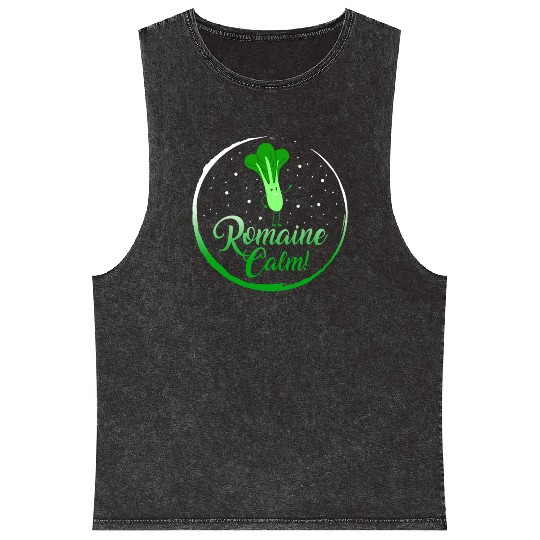 Lettuce Vegetable Mineral Wash Tank Tops, Romaine Calm Mineral Wash Tank Tops,