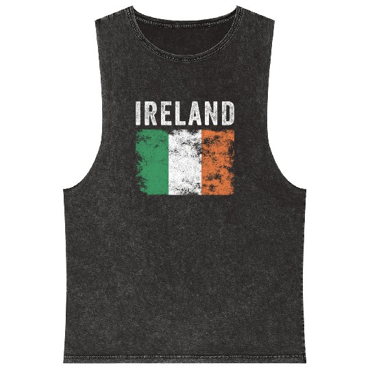Ireland Flag Distressed - Irish Flag Mineral Wash Tank Tops