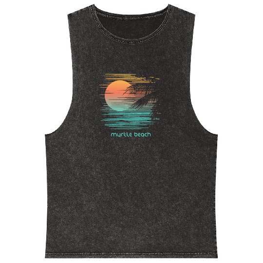 Artistic Myrtle Beach South Carolina Palm Tree Mineral Wash Tank Tops