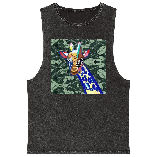 The blue giraffe Mineral Wash Tank Tops