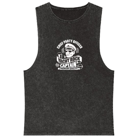 Chief Party Officer Yacht Rock Captain Mineral Wash Tank Tops