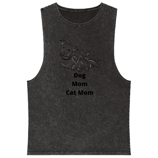 Dog Mom, Cat Mom- For Women, Girls, Soccer Moms Mineral Wash Tank Tops