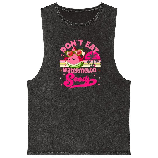 Don't Eat Watermelon Seeds Maternity Summer Fruit Mineral Wash Tank Tops