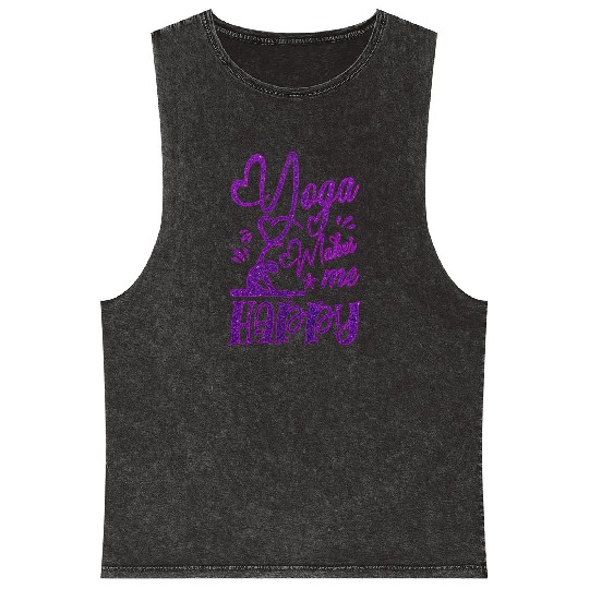 Funny Yoga Makess Me Happy Mineral Wash Tank Tops
