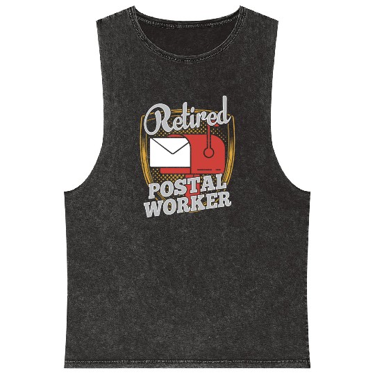 Retired Postal Worker Postman Courier Mailman Mineral Wash Tank Tops