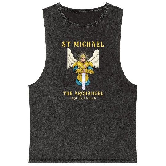 Archangel St Michael Roman Catholic Gift Mineral Wash Tank Tops
