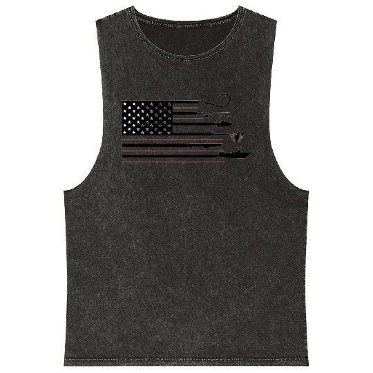 American Flag and Fishing Combined Mineral Wash Tank Tops