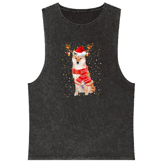 Akita Mineral Wash Tank Tops Akita Reindeer Christmas Light