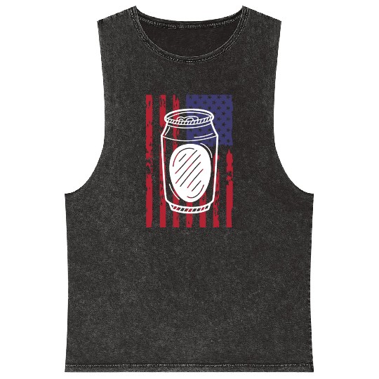 funny patriotic mullet beer 4th of july summer Mineral Wash Tank Tops