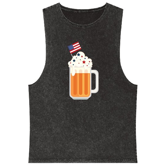 funny patriotic mullet beer 4th of july summer Mineral Wash Tank Tops