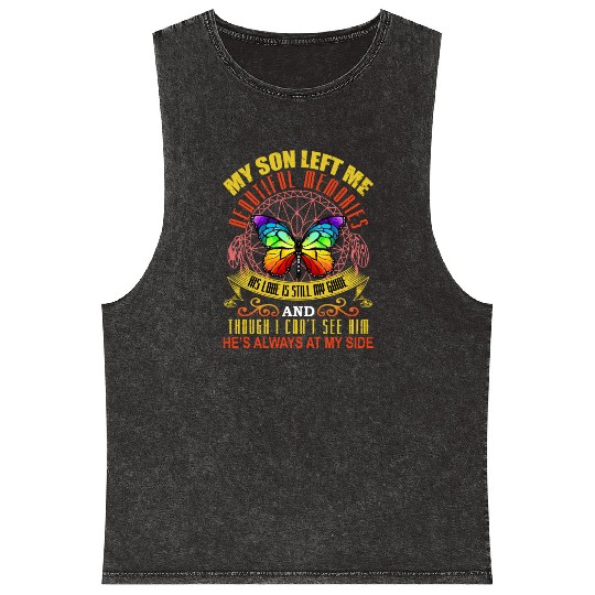 Son Guardian Angel Mineral Wash Tank Tops My Son Left Me Beautiful