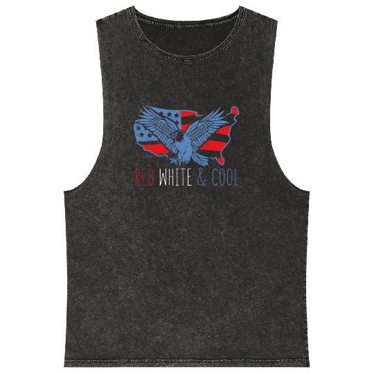 Cool American America Eagle USA 4th Of July Mineral Wash Tank Tops