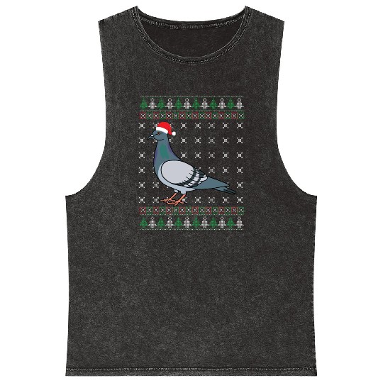 Christmas Pigeon Funny Bird Lover Xmas Gift Mineral Wash Tank Tops