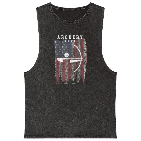 Archery Team USA Vintage American Flag Compound Mineral Wash Tank Tops