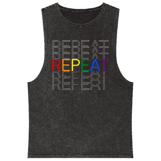 LGBT pride rainbow heart repeat Mineral Wash Tank Tops