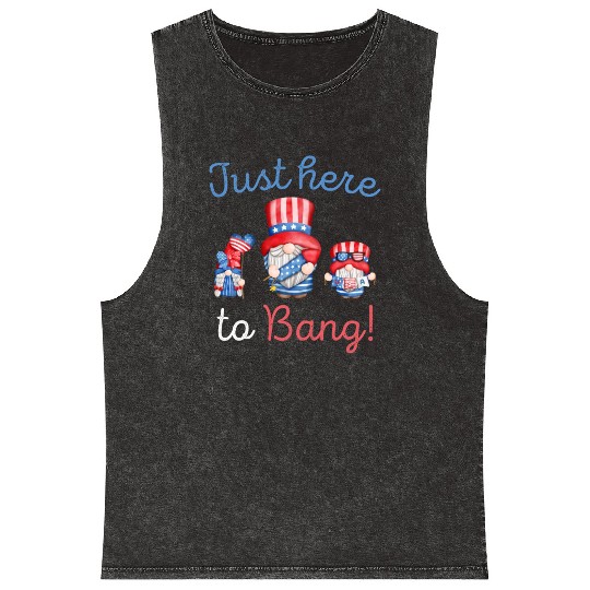 Funny US Gnomes 4th of July Humor Mineral Wash Tank Tops
