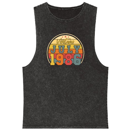 Birthday Greeting July 1986 Mineral Wash Tank Tops