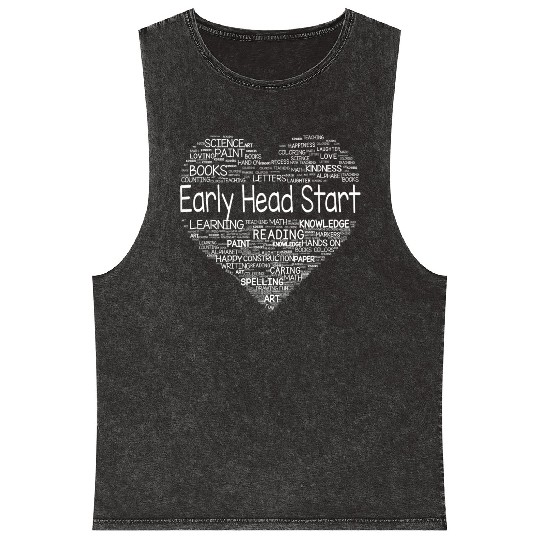 Team Early Head Start Heart Back To School Funny Mineral Wash Tank Tops