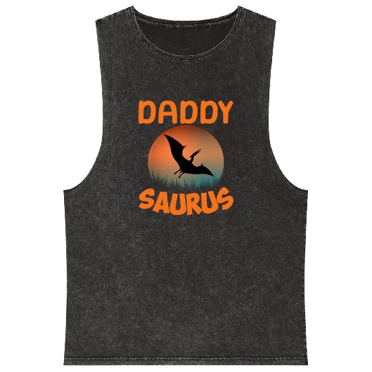 Daddysaurus Papasaurus Mineral Wash Tank Tops