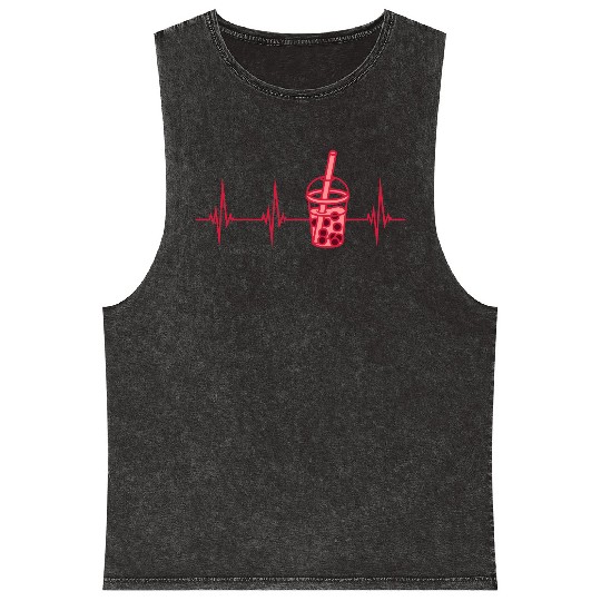 heartbeat bubble tea pulse Mineral Wash Tank Tops