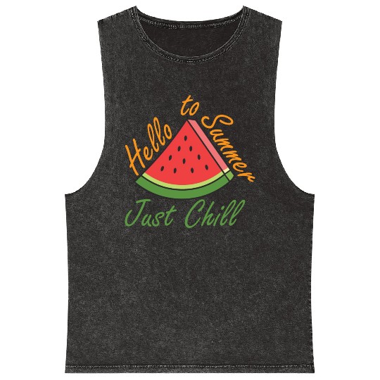 Say Hello to Summer watermelon Design for summer Mineral Wash Tank Tops