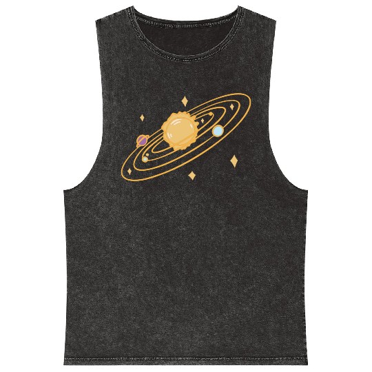 solar system with sparkles doodle Mineral Wash Tank Tops