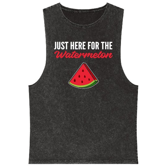 Here for Watermelon Vegan Gift Mineral Wash Tank Tops