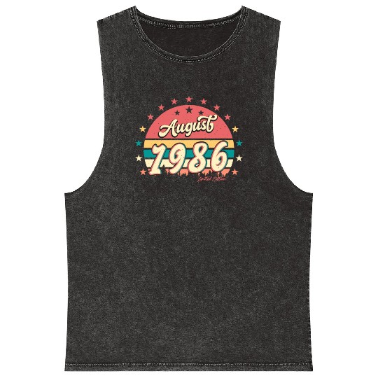 Birthday Greeting 1986 August Mineral Wash Tank Tops