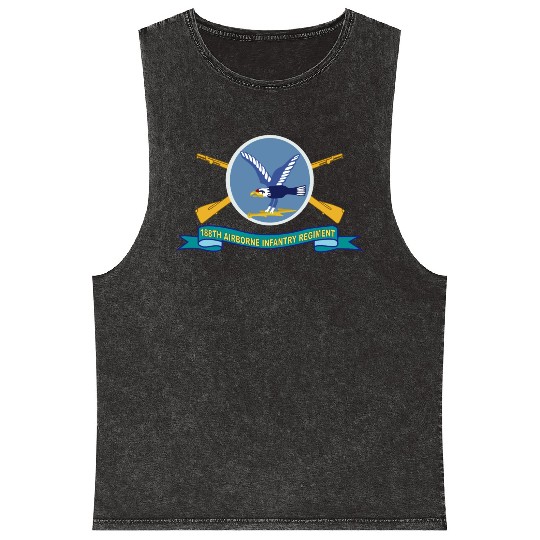Army 188th Airborne Infantry Regiment w Br SSI Rib Mineral Wash Tank Tops